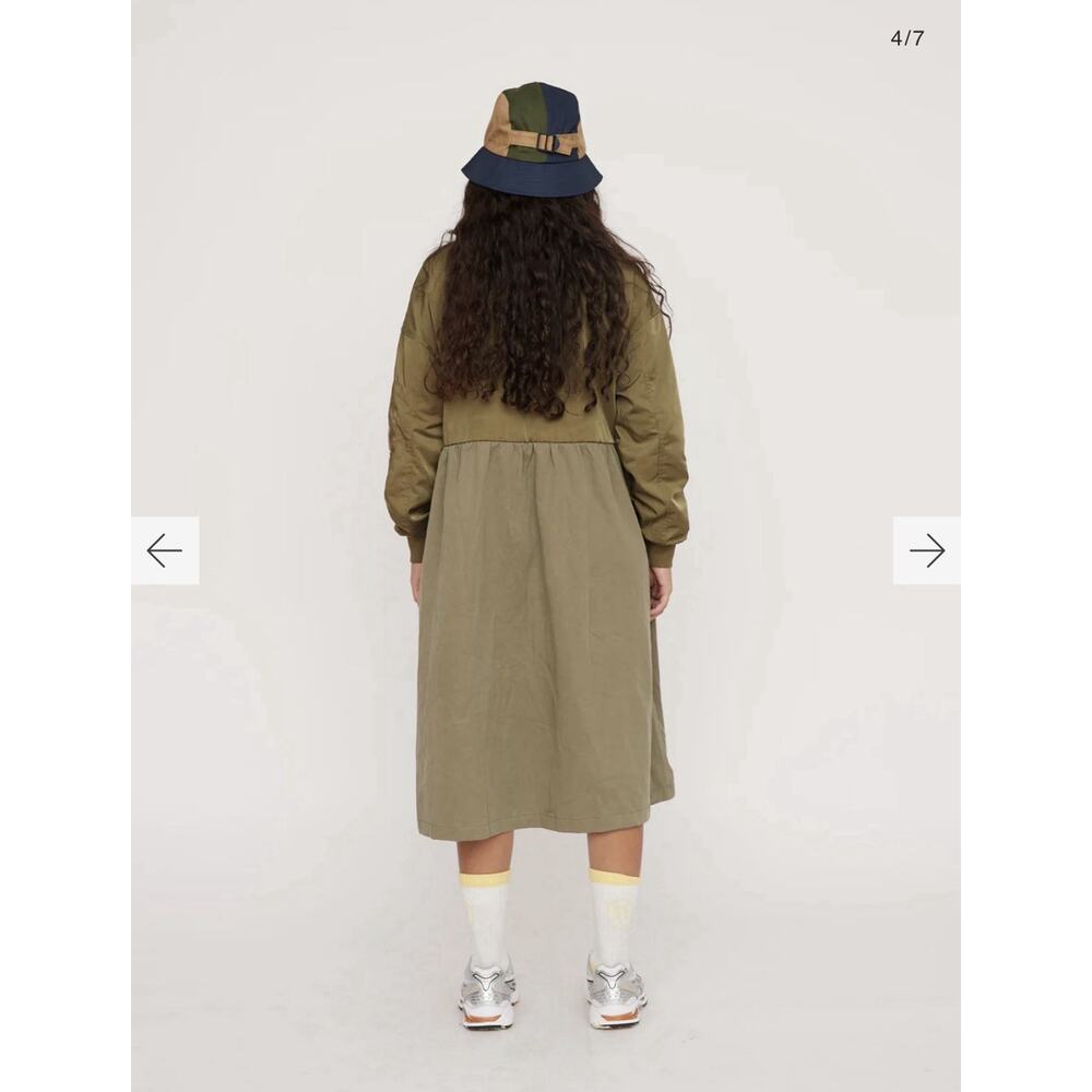 Lazy Oaf Women's Green Pilots Bomber Midi Dress - Size Large - Picture 3 of 9